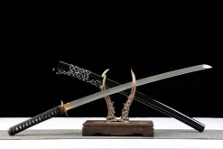 Alternative view of Golden Ink Feather - Kézzel Kovácsolt Katana Agyagedzetett damaszkuszi acélból