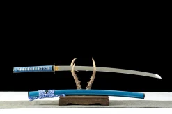 Alternative view of Azure Current - Kézzel Kovácsolt Katana Damaszkuszi acélból