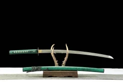 Alternative view of Teal Wave - Kézzel Kovácsolt Katana Damaszkuszi acélból
